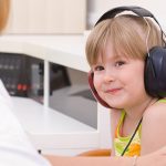 Young child during hearing test